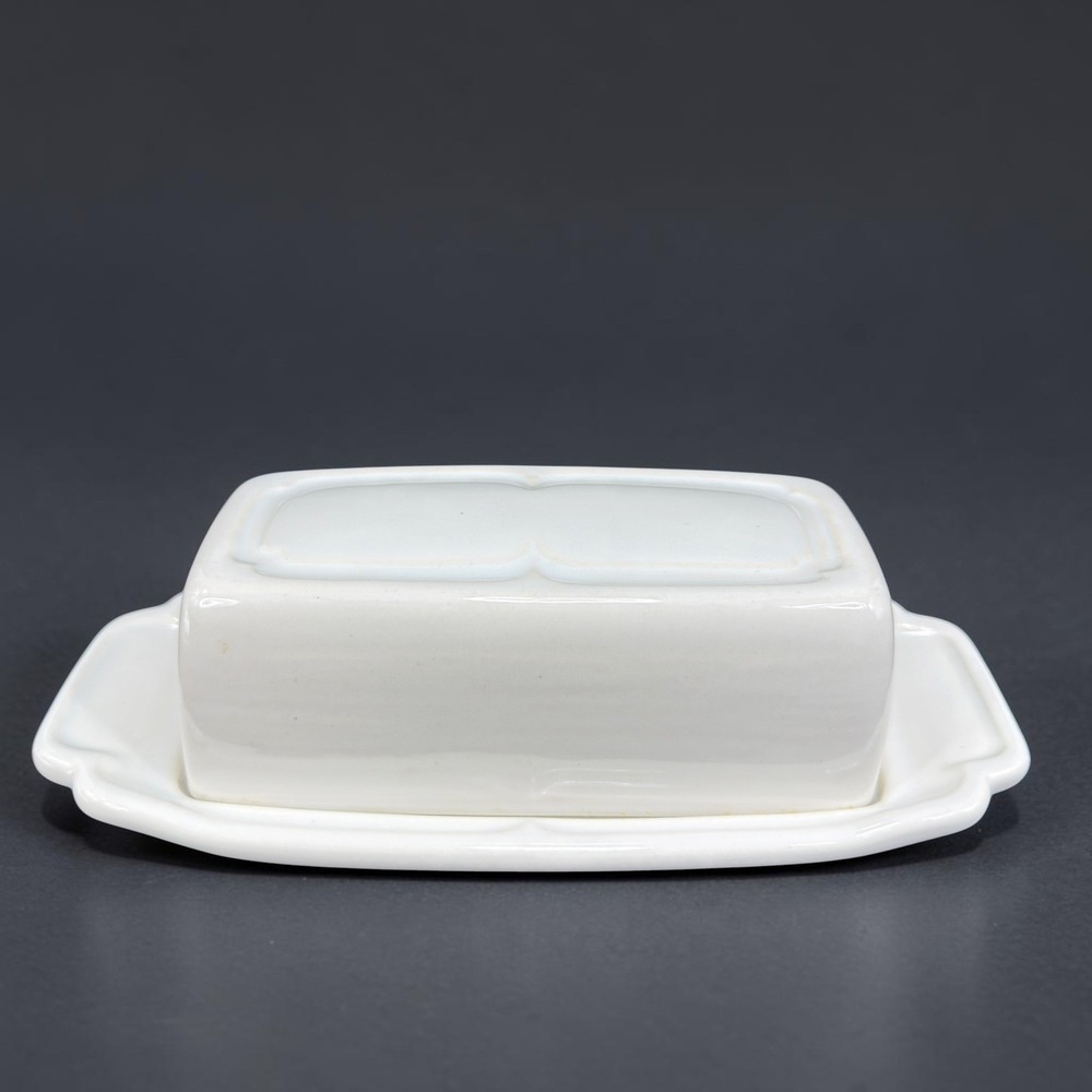 Treasure Craft White Ceramic Butter Dish with Lid Made in USA 9 Inch Rectangular